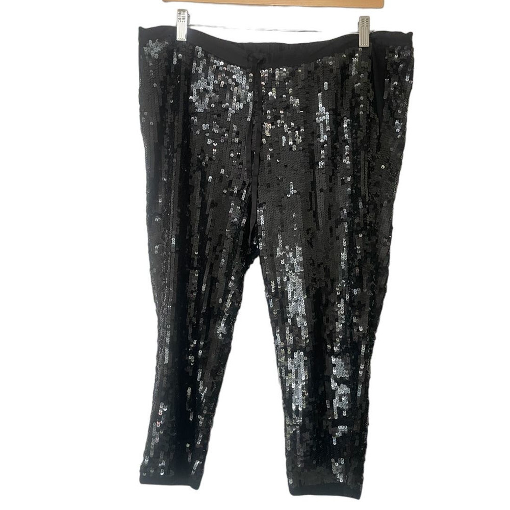 Gryphon Ny Black Sequined Joggers Goth Dark Romance Maximalism Size 2